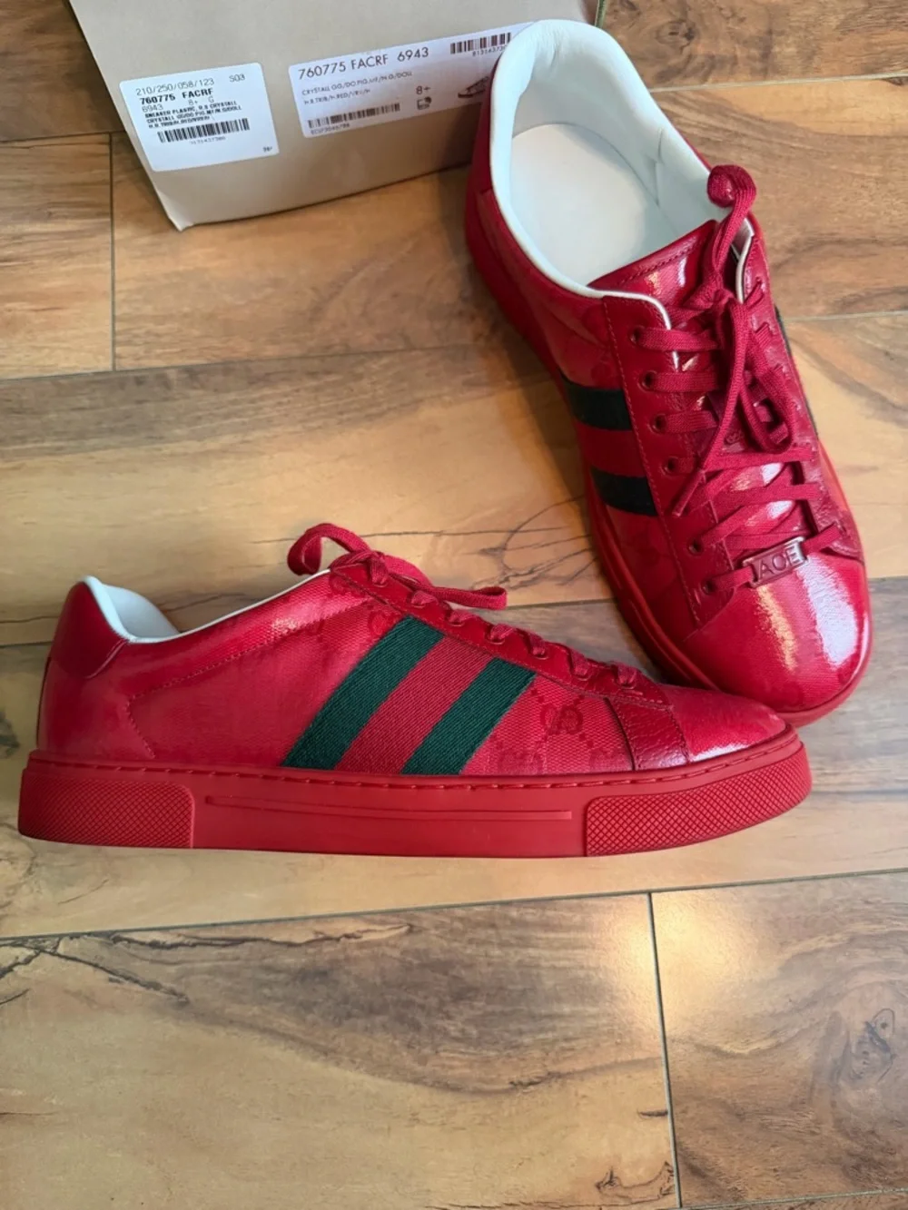 Gucci Ace 'GG Crystal Canvas Red - Picture 6 of 7